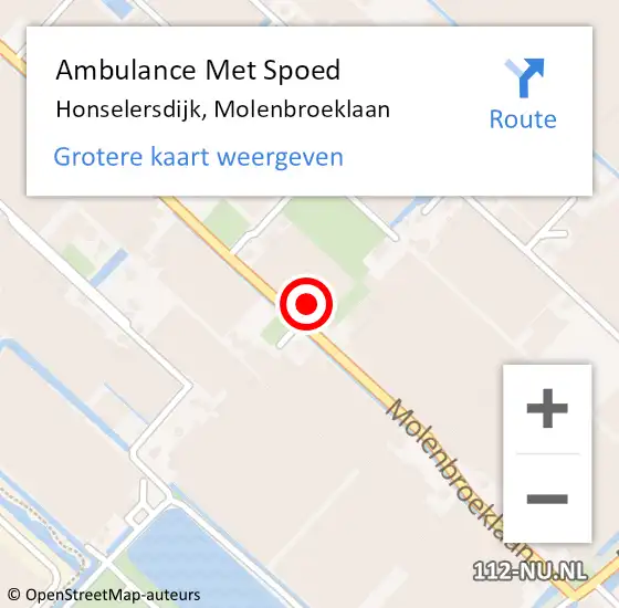 Locatie op kaart van de 112 melding: Ambulance Met Spoed Naar Honselersdijk, Molenbroeklaan op 22 december 2021 16:59