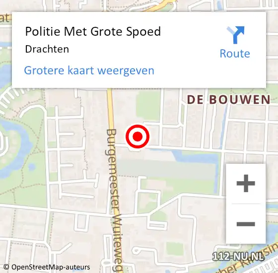 Locatie op kaart van de 112 melding: Politie Met Grote Spoed Naar Drachten op 22 december 2021 17:15