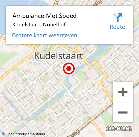 Locatie op kaart van de 112 melding: Ambulance Met Spoed Naar Kudelstaart, Nobelhof op 22 december 2021 17:17