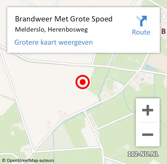 Locatie op kaart van de 112 melding: Brandweer Met Grote Spoed Naar Melderslo, Herenbosweg op 22 december 2021 17:20