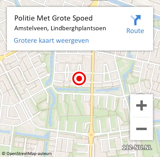 Locatie op kaart van de 112 melding: Politie Met Grote Spoed Naar Amstelveen, Lindberghplantsoen op 22 december 2021 17:50