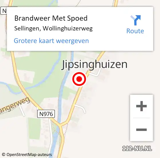 Locatie op kaart van de 112 melding: Brandweer Met Spoed Naar Sellingen, Wollinghuizerweg op 22 december 2021 18:21