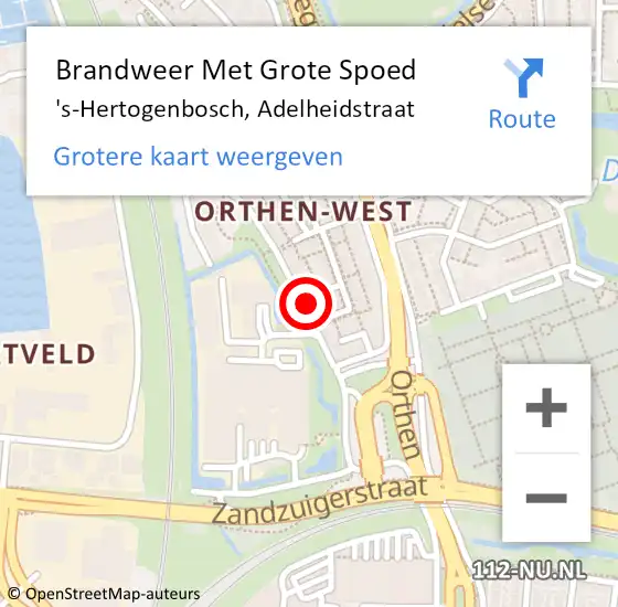 Locatie op kaart van de 112 melding: Brandweer Met Grote Spoed Naar 's-Hertogenbosch, Adelheidstraat op 22 december 2021 18:34