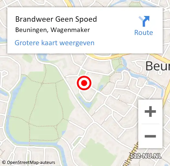 Locatie op kaart van de 112 melding: Brandweer Geen Spoed Naar Beuningen, Wagenmaker op 22 december 2021 18:35