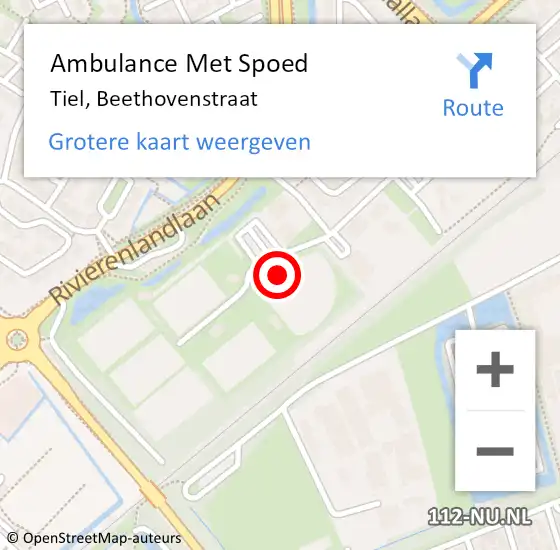 Locatie op kaart van de 112 melding: Ambulance Met Spoed Naar Tiel, Beethovenstraat op 22 december 2021 18:46