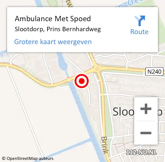 Locatie op kaart van de 112 melding: Ambulance Met Spoed Naar Slootdorp, Prins Bernhardweg op 22 december 2021 19:19