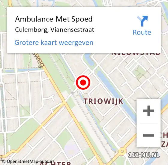 Locatie op kaart van de 112 melding: Ambulance Met Spoed Naar Culemborg, Vianensestraat op 22 december 2021 19:24