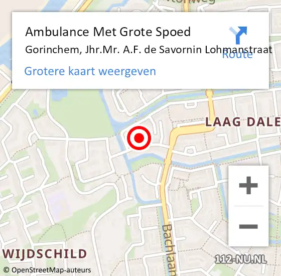 Locatie op kaart van de 112 melding: Ambulance Met Grote Spoed Naar Gorinchem, Jhr.Mr. A.F. de Savornin Lohmanstraat op 22 december 2021 19:32