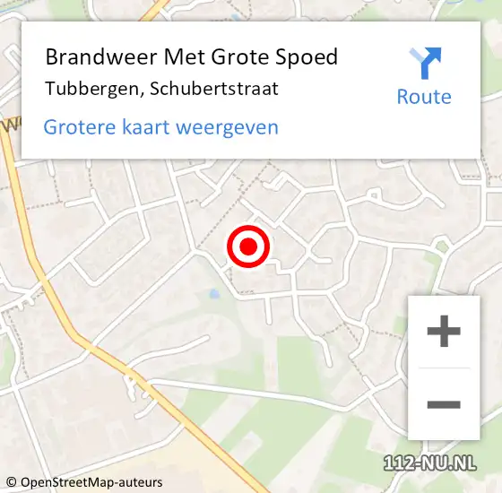 Locatie op kaart van de 112 melding: Brandweer Met Grote Spoed Naar Tubbergen, Schubertstraat op 22 december 2021 19:33