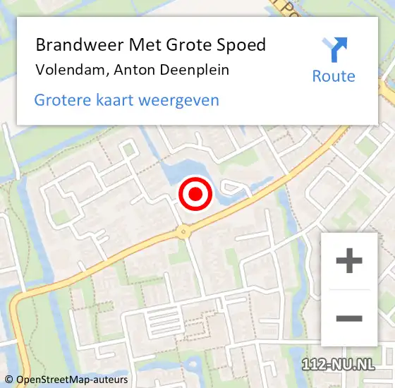 Locatie op kaart van de 112 melding: Brandweer Met Grote Spoed Naar Volendam, Anton Deenplein op 22 december 2021 19:44