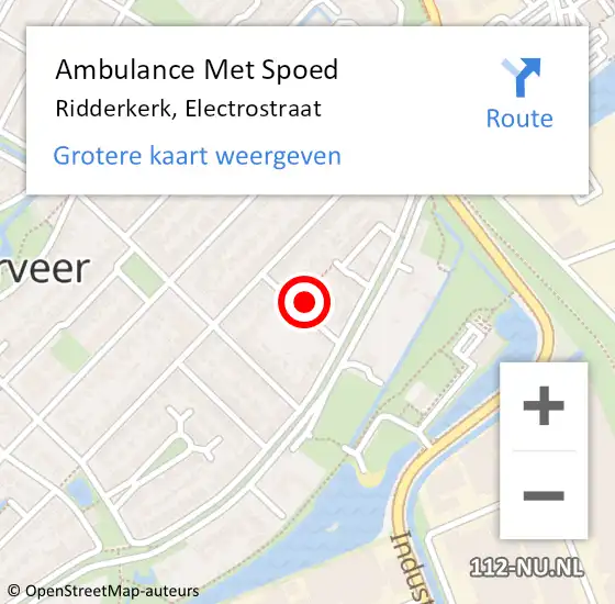 Locatie op kaart van de 112 melding: Ambulance Met Spoed Naar Ridderkerk, Electrostraat op 22 december 2021 19:52