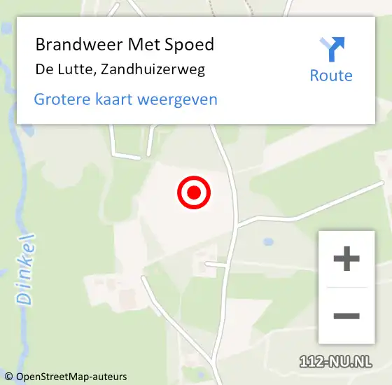 Locatie op kaart van de 112 melding: Brandweer Met Spoed Naar De Lutte, Zandhuizerweg op 22 december 2021 19:54