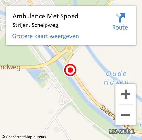 Locatie op kaart van de 112 melding: Ambulance Met Spoed Naar Strijen, Schelpweg op 22 december 2021 20:07