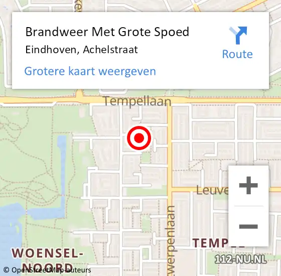 Locatie op kaart van de 112 melding: Brandweer Met Grote Spoed Naar Eindhoven, Achelstraat op 22 december 2021 20:08