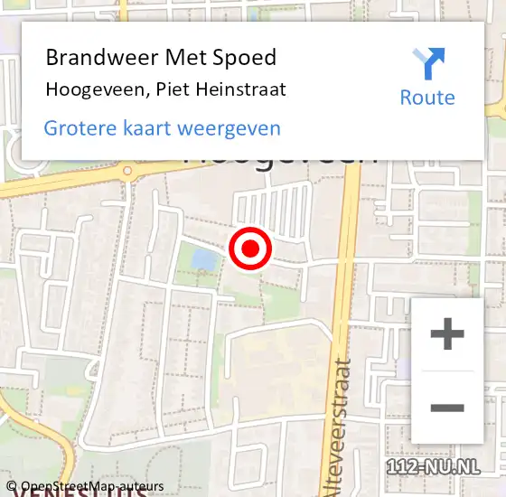 Locatie op kaart van de 112 melding: Brandweer Met Spoed Naar Hoogeveen, Piet Heinstraat op 22 december 2021 20:09