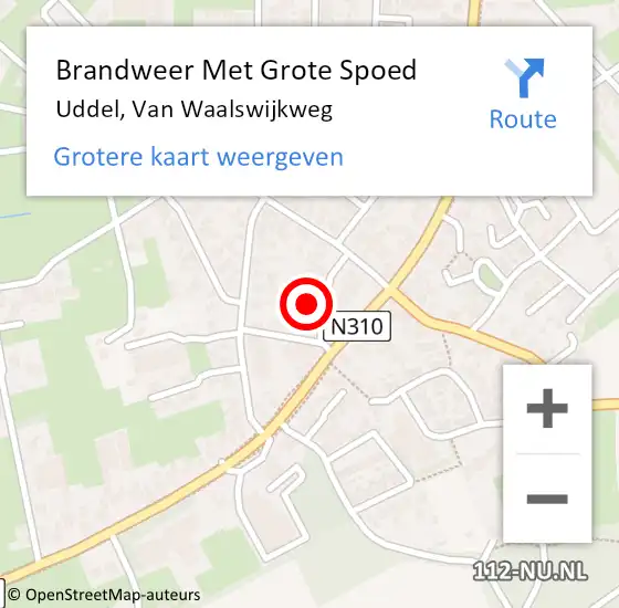 Locatie op kaart van de 112 melding: Brandweer Met Grote Spoed Naar Uddel, Van Waalswijkweg op 22 december 2021 20:20