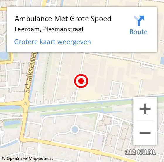 Locatie op kaart van de 112 melding: Ambulance Met Grote Spoed Naar Leerdam, Plesmanstraat op 7 oktober 2013 08:19