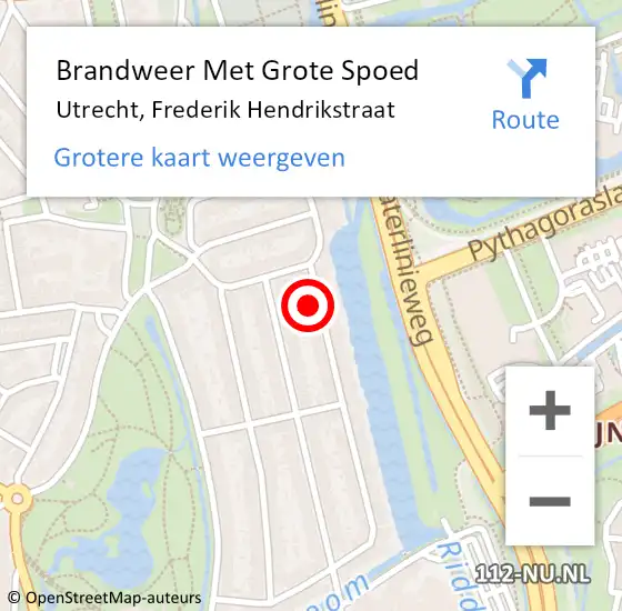 Locatie op kaart van de 112 melding: Brandweer Met Grote Spoed Naar Utrecht, Frederik Hendrikstraat op 22 december 2021 20:42