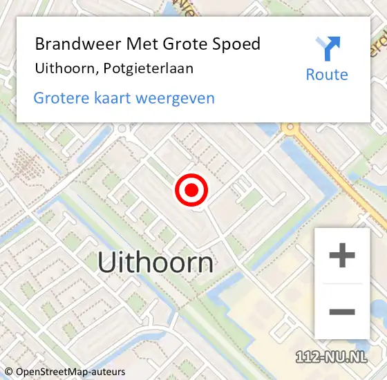 Locatie op kaart van de 112 melding: Brandweer Met Grote Spoed Naar Uithoorn, Potgieterlaan op 22 december 2021 20:52