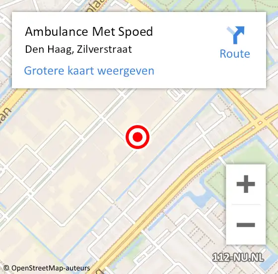 Locatie op kaart van de 112 melding: Ambulance Met Spoed Naar Den Haag, Zilverstraat op 22 december 2021 20:56