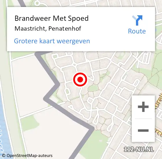 Locatie op kaart van de 112 melding: Brandweer Met Spoed Naar Maastricht, Penatenhof op 22 december 2021 20:56