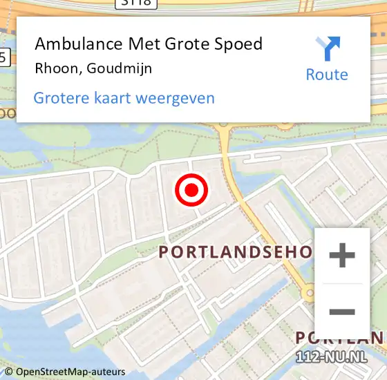 Locatie op kaart van de 112 melding: Ambulance Met Grote Spoed Naar Rhoon, Goudmijn op 22 december 2021 20:59