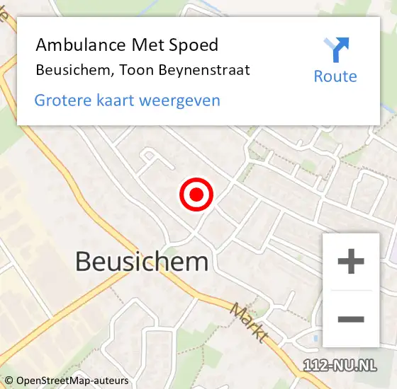 Locatie op kaart van de 112 melding: Ambulance Met Spoed Naar Beusichem, Toon Beynenstraat op 22 december 2021 21:24