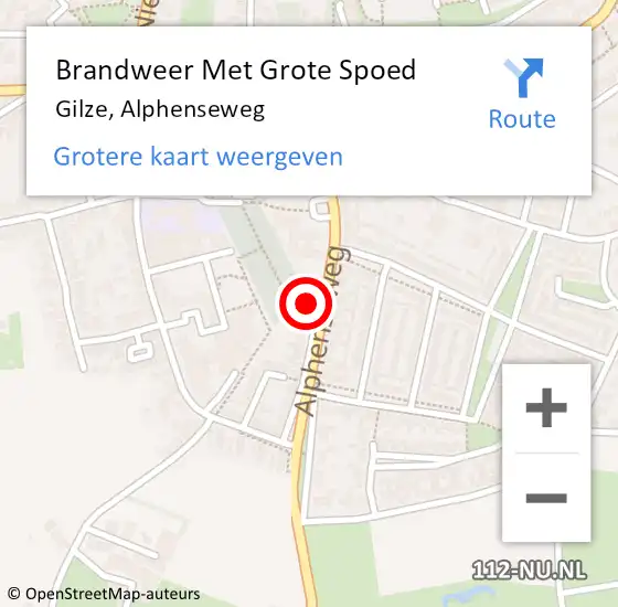 Locatie op kaart van de 112 melding: Brandweer Met Grote Spoed Naar Gilze, Alphenseweg op 22 december 2021 21:31