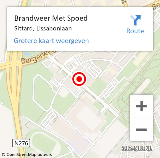 Locatie op kaart van de 112 melding: Brandweer Met Spoed Naar Sittard, Lissabonlaan op 22 december 2021 21:32