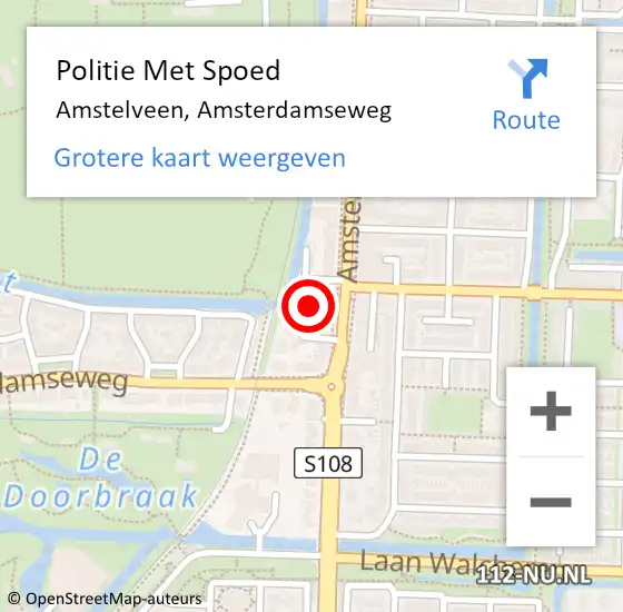 Locatie op kaart van de 112 melding: Politie Met Spoed Naar Amstelveen, Amsterdamseweg op 22 december 2021 21:41