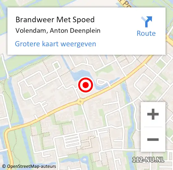 Locatie op kaart van de 112 melding: Brandweer Met Spoed Naar Volendam, Anton Deenplein op 22 december 2021 22:03