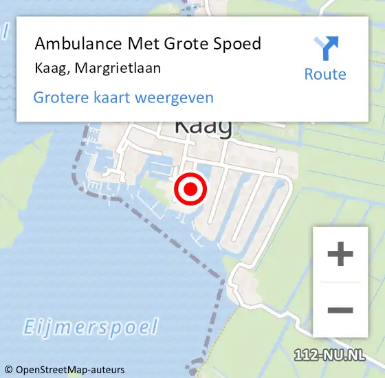 Locatie op kaart van de 112 melding: Ambulance Met Grote Spoed Naar Kaag, Margrietlaan op 22 december 2021 22:30
