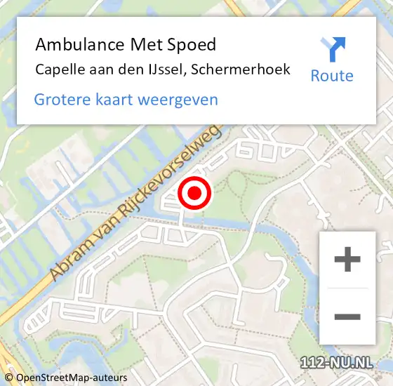 Locatie op kaart van de 112 melding: Ambulance Met Spoed Naar Capelle aan den IJssel, Schermerhoek op 22 december 2021 22:35