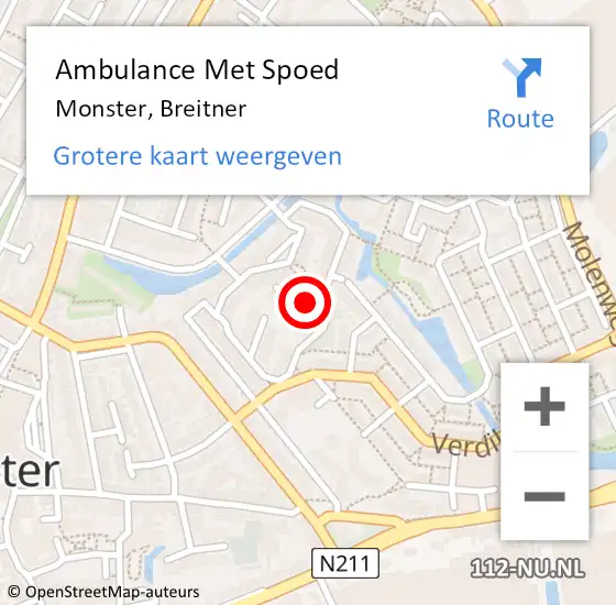 Locatie op kaart van de 112 melding: Ambulance Met Spoed Naar Monster, Breitner op 22 december 2021 22:37