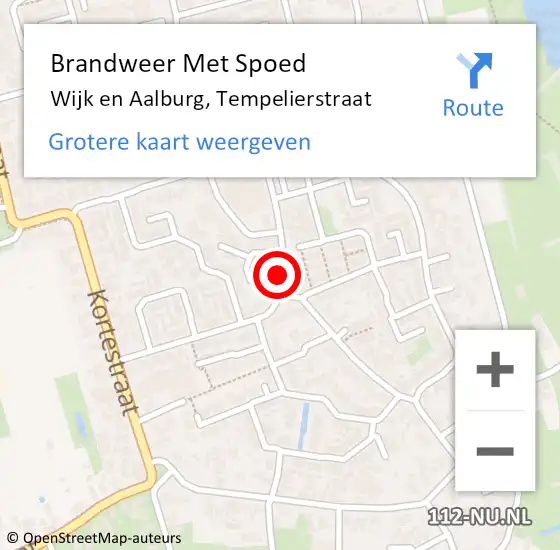 Locatie op kaart van de 112 melding: Brandweer Met Spoed Naar Wijk en Aalburg, Tempelierstraat op 22 december 2021 22:39