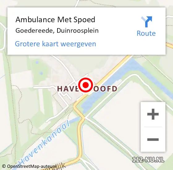 Locatie op kaart van de 112 melding: Ambulance Met Spoed Naar Goedereede, Duinroosplein op 22 december 2021 23:02
