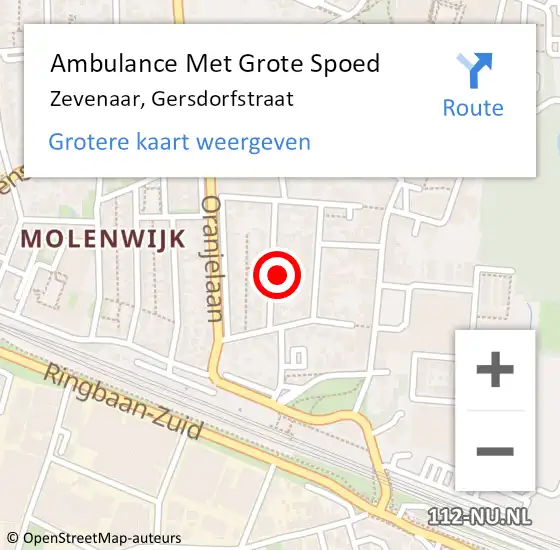 Locatie op kaart van de 112 melding: Ambulance Met Grote Spoed Naar Zevenaar, Gersdorfstraat op 22 december 2021 23:13