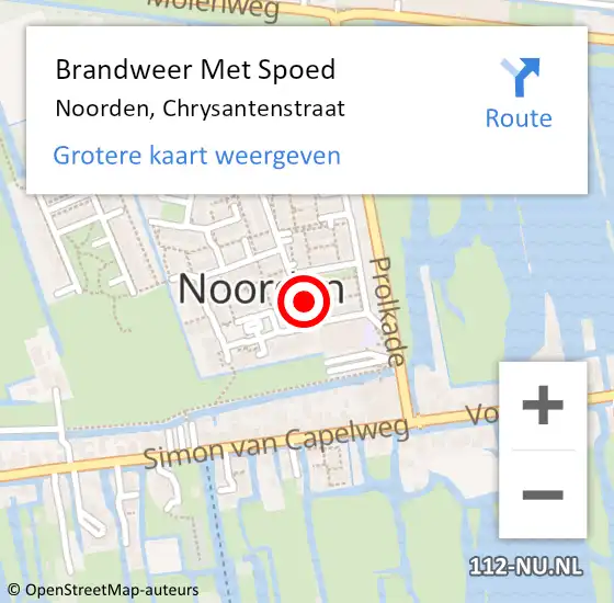 Locatie op kaart van de 112 melding: Brandweer Met Spoed Naar Noorden, Chrysantenstraat op 22 december 2021 23:33