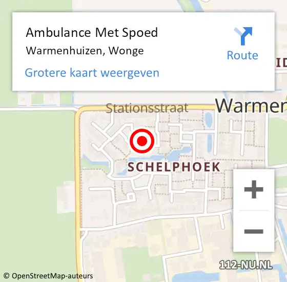 Locatie op kaart van de 112 melding: Ambulance Met Spoed Naar Warmenhuizen, Wonge op 22 december 2021 23:54