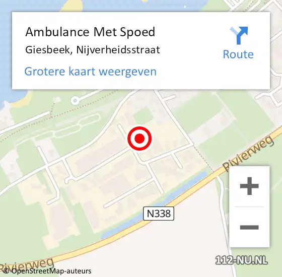 Locatie op kaart van de 112 melding: Ambulance Met Spoed Naar Giesbeek, Nijverheidsstraat op 23 december 2021 00:31