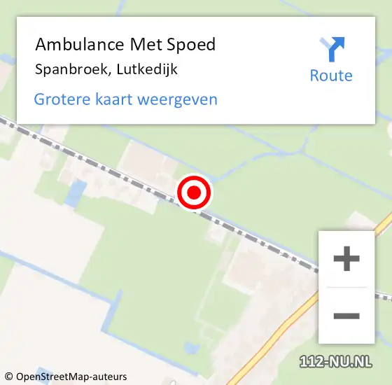 Locatie op kaart van de 112 melding: Ambulance Met Spoed Naar Spanbroek, Lutkedijk op 23 december 2021 00:44