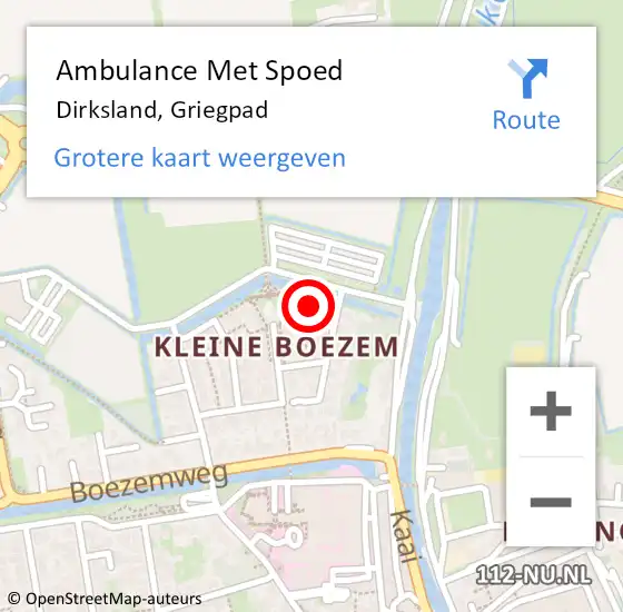 Locatie op kaart van de 112 melding: Ambulance Met Spoed Naar Dirksland, Griegpad op 23 december 2021 03:10