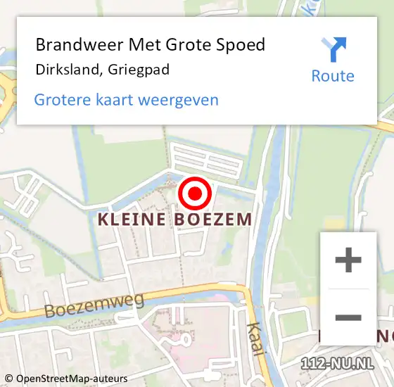 Locatie op kaart van de 112 melding: Brandweer Met Grote Spoed Naar Dirksland, Griegpad op 23 december 2021 03:25