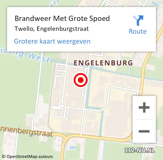 Locatie op kaart van de 112 melding: Brandweer Met Grote Spoed Naar Twello, Engelenburgstraat op 23 december 2021 03:42