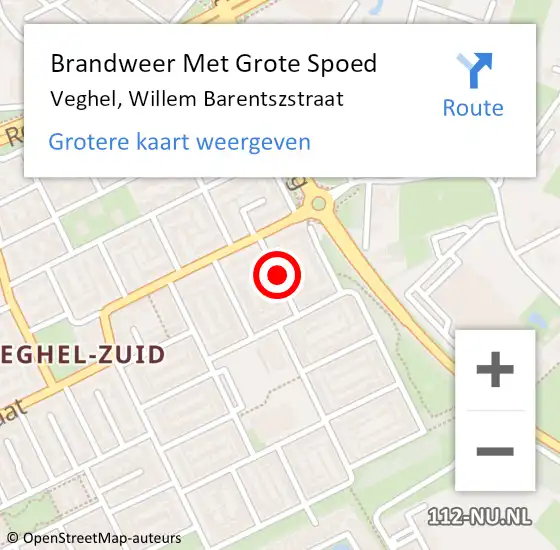 Locatie op kaart van de 112 melding: Brandweer Met Grote Spoed Naar Veghel, Willem Barentszstraat op 23 december 2021 03:51