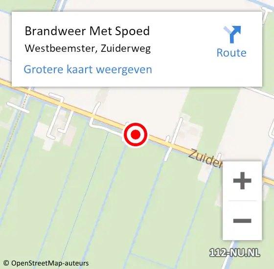 Locatie op kaart van de 112 melding: Brandweer Met Spoed Naar Westbeemster, Zuiderweg op 23 december 2021 03:52