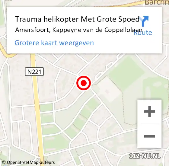 Locatie op kaart van de 112 melding: Trauma helikopter Met Grote Spoed Naar Amersfoort, Kappeyne van de Coppellolaan op 23 december 2021 05:11