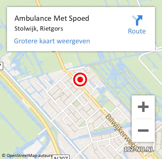 Locatie op kaart van de 112 melding: Ambulance Met Spoed Naar Stolwijk, Rietgors op 23 december 2021 06:16