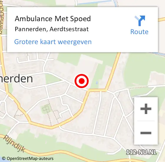 Locatie op kaart van de 112 melding: Ambulance Met Spoed Naar Pannerden, Aerdtsestraat op 23 december 2021 07:47