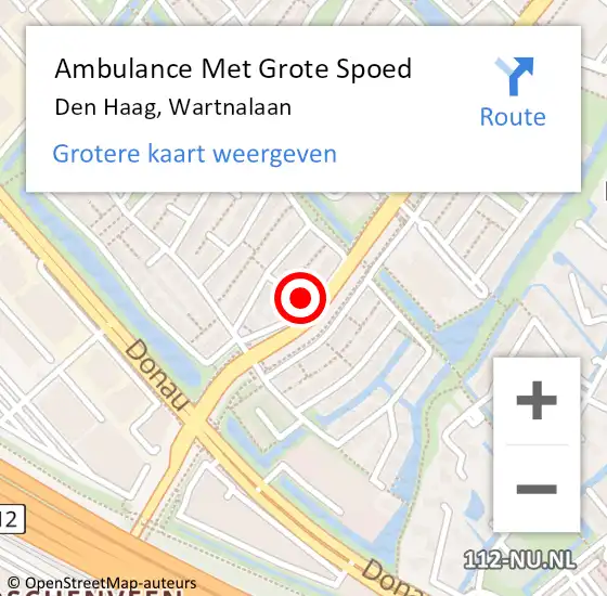 Locatie op kaart van de 112 melding: Ambulance Met Grote Spoed Naar Den Haag, Wartnalaan op 23 december 2021 08:39